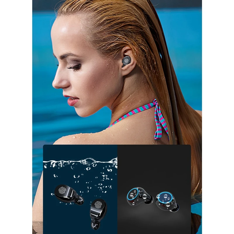 Brezžične Slušalke TWS Bluetooth 5.0 Slušalke za V Uho Čepkov HiFi IPX7 Nepremočljiva Pritisnite Nadzor Slušalke za Vse Telefon
