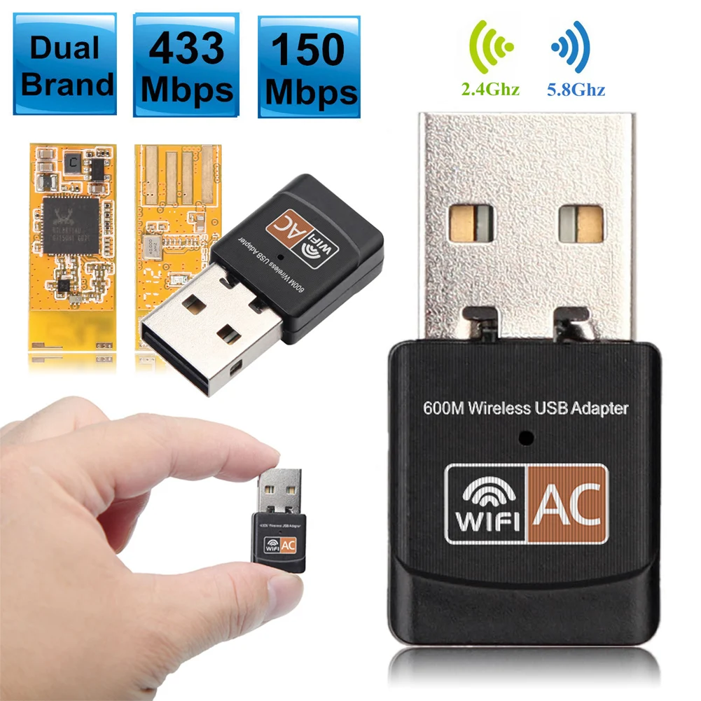 Brezžični USB WiFi Adapter 600Mbps Antene Wifi na PC Omrežja Sim Dual Band 2,4+5Ghz Povezave usb in Lan Ethernet Sprejemnik 802.11 ac