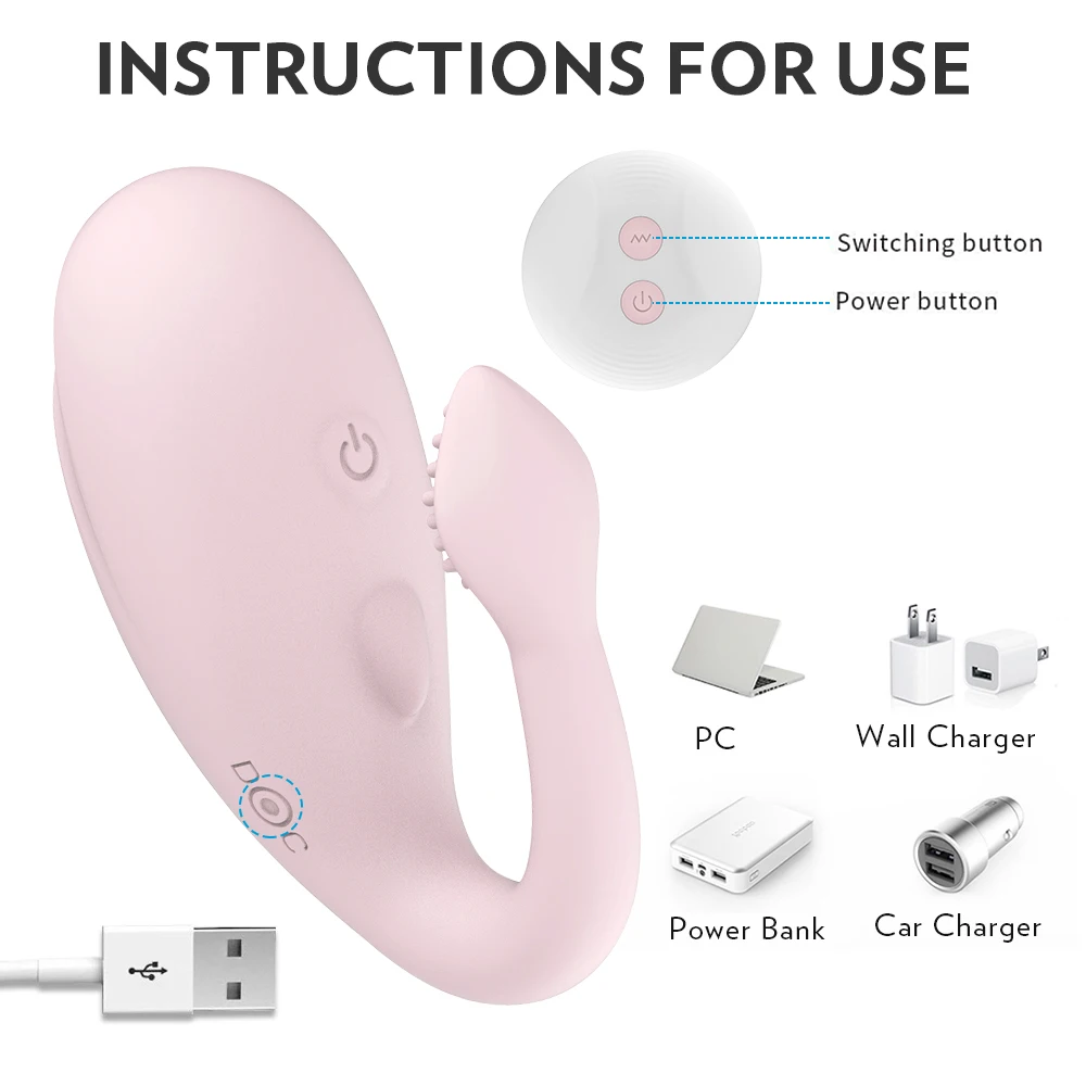 Brezžični Vibrator Odraslih Igrače Za Pare, USB Polnilne Dildo G Spot U Silikonska Stimulator Dvojno Vibratorji Sex Igrača Za Ženske