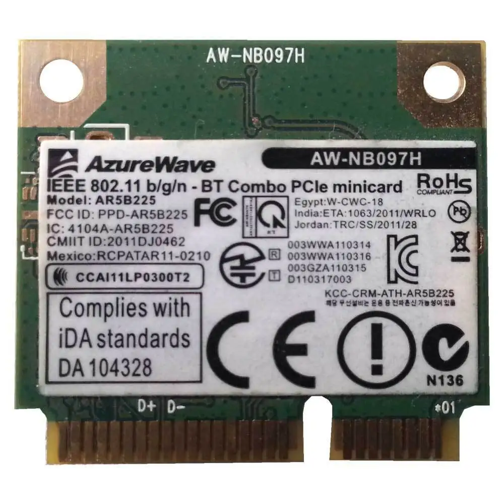 Brezžični vmesnik za Kartico za AzureWave AW-NB097H AW-NB100H AW-NB126H AR9485 AR3012 AR5B225 Half Mini PCI-e 300Mbps, Wifi Wlan+BT4.0