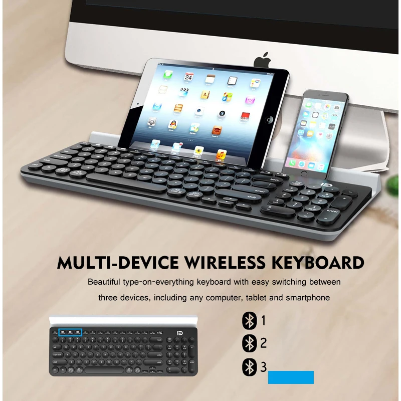 Brezžično Tipkovnico Bluetooth, 96 Tipke Okrogel, Tanek, Bluetooth KB Primeru z Režo za Tablični računalnik in Pametni telefon