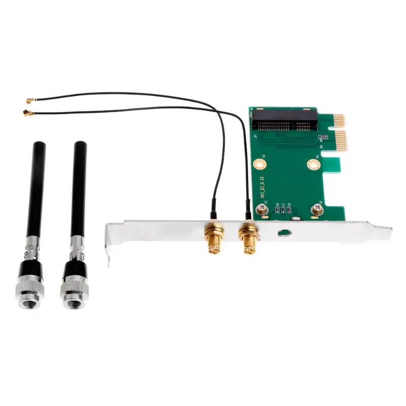 Brezžično Wifi Omrežje, Kartico Mini PCI-E PCI-E 1X Namizje Adapter + 2 Antene