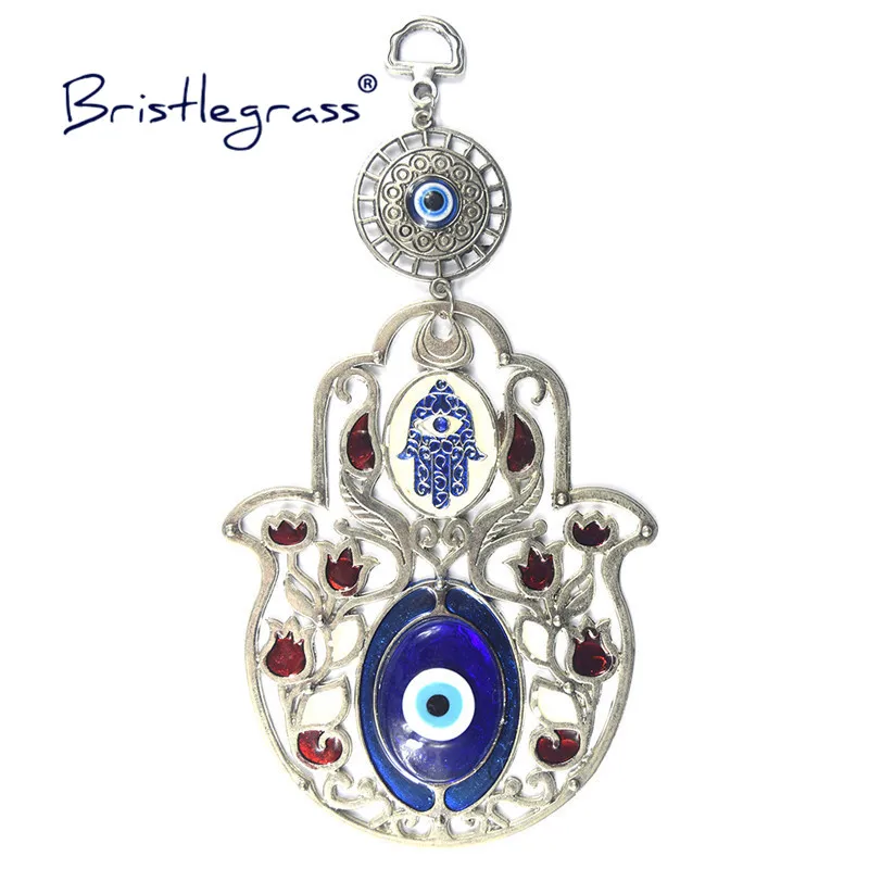 BRISTLEGRASS turški Modra Zlo Oko Rose Cvet Hamsa Strani Amulet Lucky Charm Steni Visi Obesek Blagoslov, Varstvo Darilo Dekor