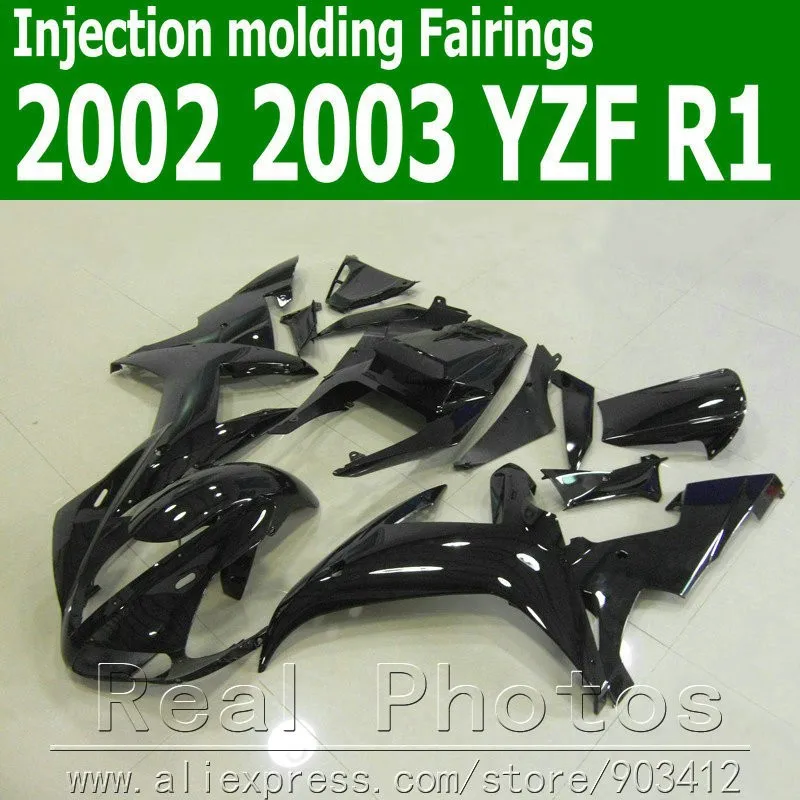 Brizganje fairings za YAMAHA R1 2002 2003 YZF R1 plastičnih oklep kit 02 03 matte black bodyworks nastavite JK45