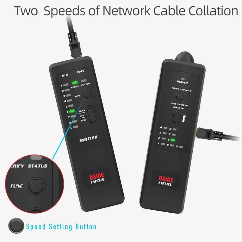 BSIDE FWT8X RJ11/45 Lan Ethernet Telefonske Žice Tester Omrežni Kabel Tracker Detecteur Finder Telekomunikacije Orodje Elektrificiranih Delo 60V