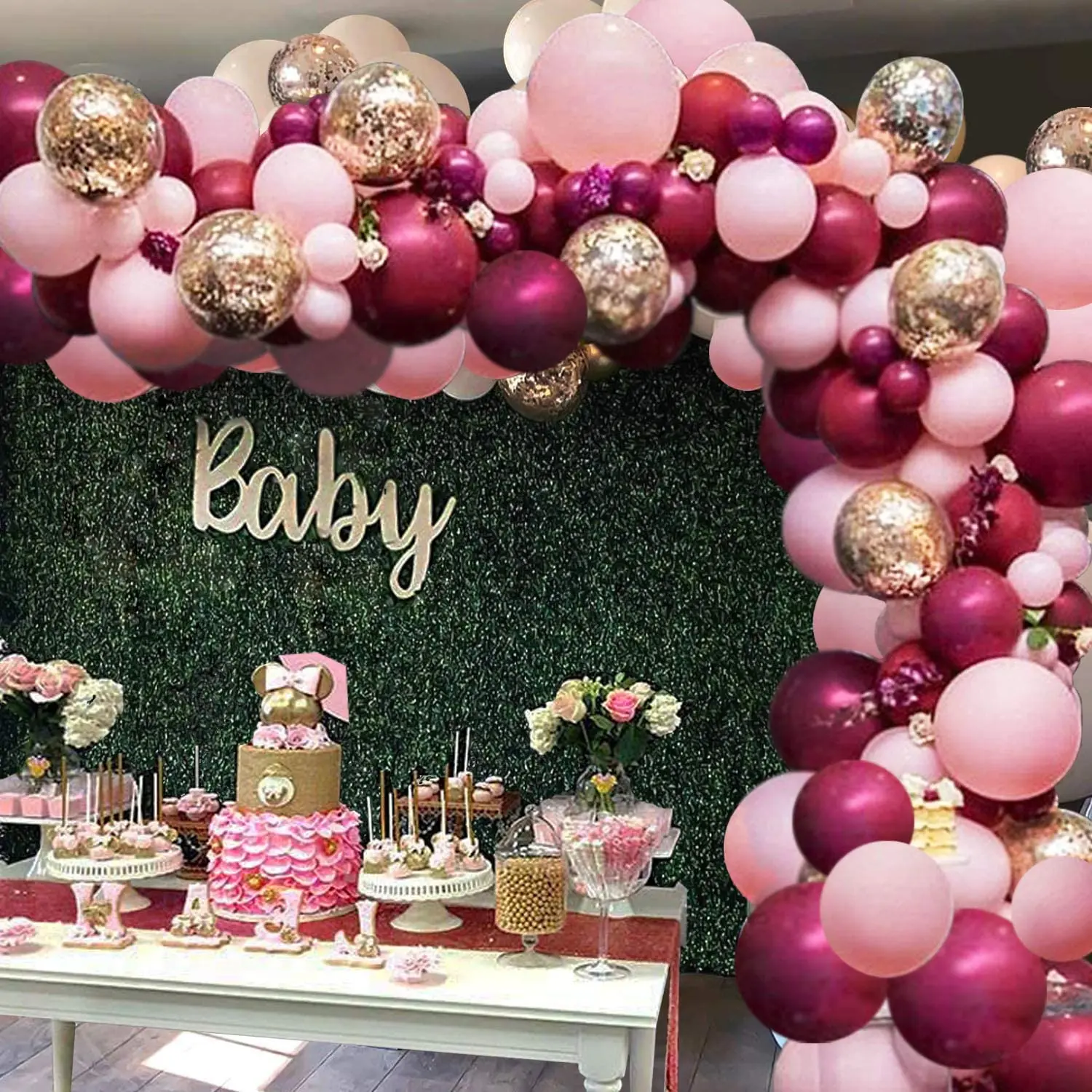 Burgundija roza 118pcs latex balon loki bo ustrezala trebušaste verige garland poročno zabavo, rojstni dan dekor baloon opremo baby tuš