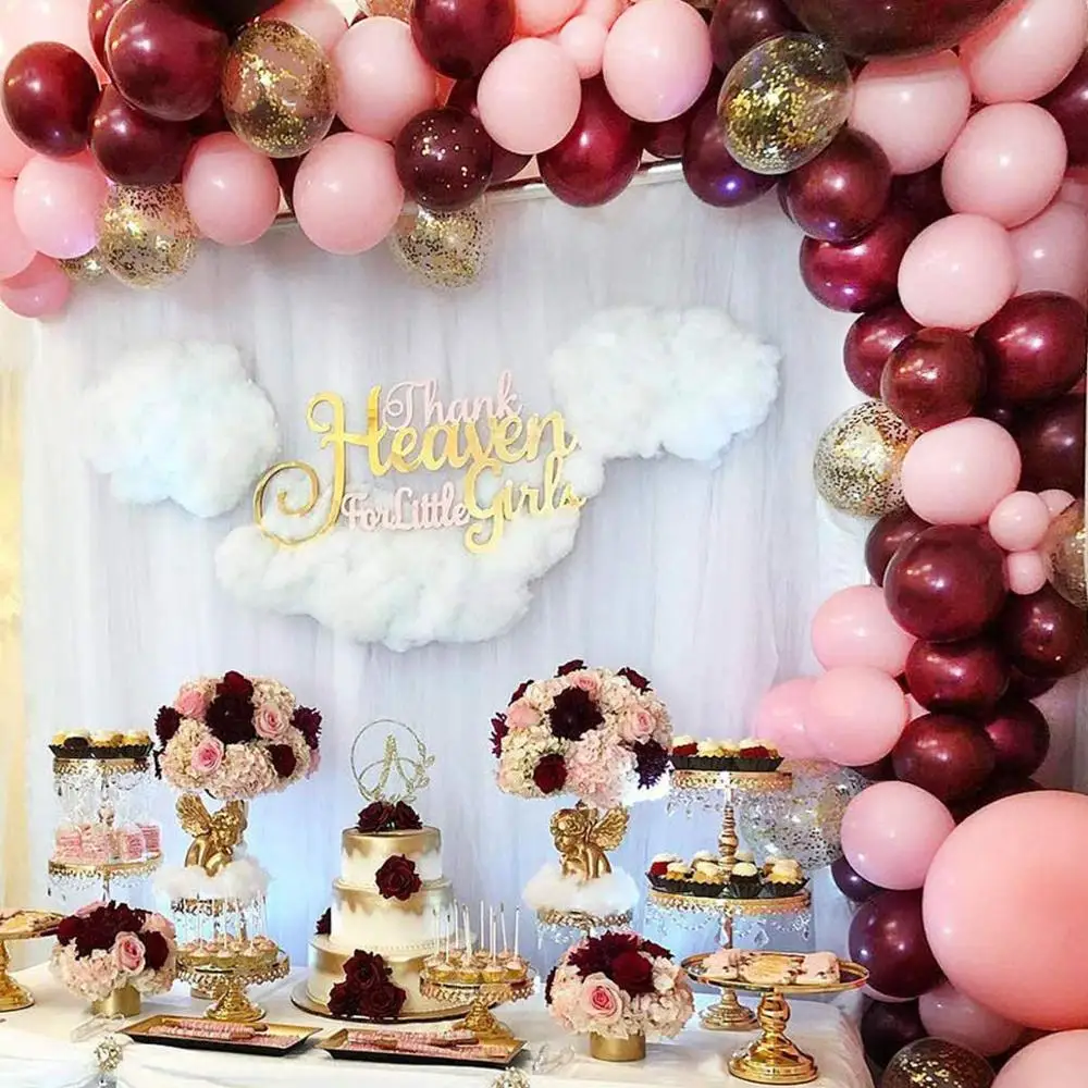 Burgundija roza 118pcs latex balon loki bo ustrezala trebušaste verige garland poročno zabavo, rojstni dan dekor baloon opremo baby tuš