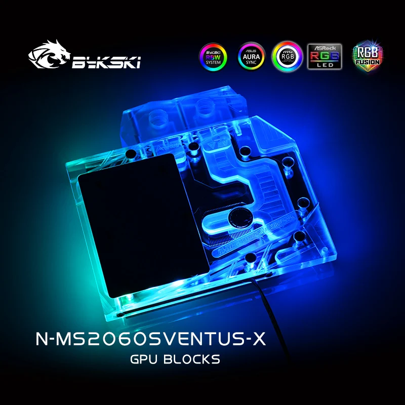 BYKSKI Vode Blok uporabite za MSI RTX2060 Super 8G Ventus XS OC Podporo-RGB/RGB LED Luči Radiator Blok Baker