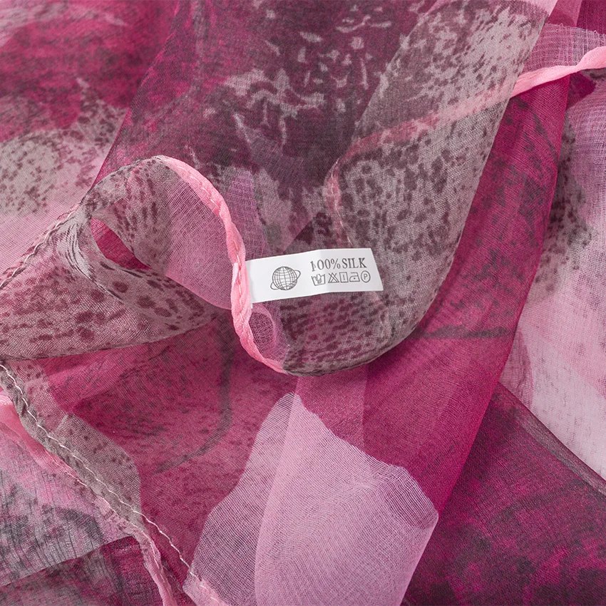 [BYSIFA] Vijolično Roza Ženske Svileni šal Šal Novi Modni Dodatki Cvetlični motiv Velike Dolge Rute Obloge Za Pomlad Jesen