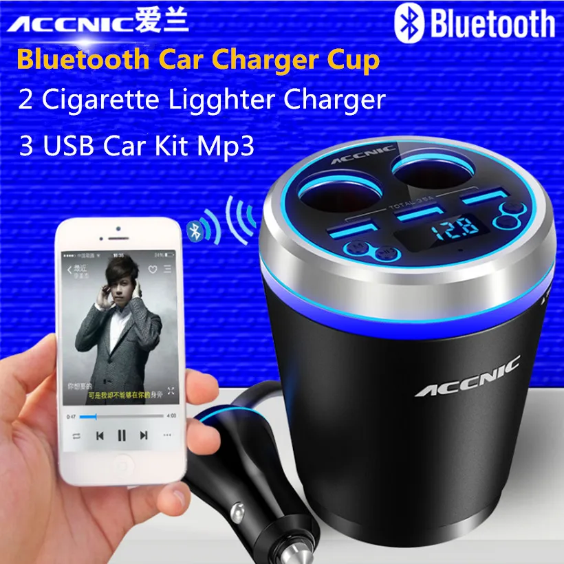C1 TF/Miscro SD Avto Glasbe MP3 Predvajalnik za Prostoročno uporabo Bluetooth Car Kit, FM Oddajnik Cigaretter Ligther Adapter 3 USB Pokal Avto Polnilec
