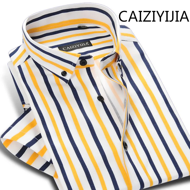 CAIZIYIJIA 2020 S/S Multicolor Črtasto Srajco Za Moške Priložnostne Camisas Socialne Masculina Moške blagovne Znamke Silm fit Kratko Obleko Majice