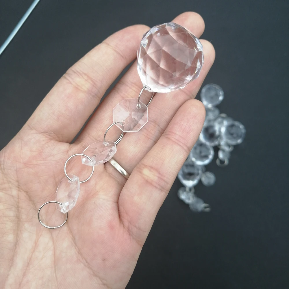 Camal 60pcs za 9,6 cm 30 mm Žogo Akrilna Crystal Octagonal Kroglice Niz Garland Verige Lestenec Visi Doma Stranka Zavese Poroko