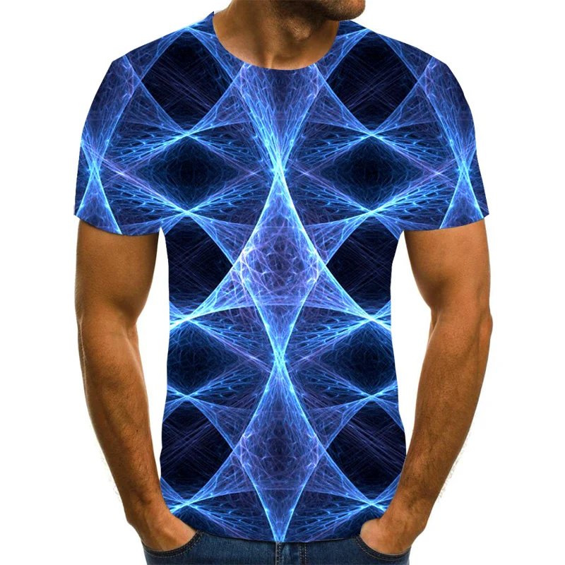 Camiseta tridimensional vortex par hombre, camiseta estampada 3D de verano con cuello redondo, camiseta Priložnostne divertida diaria