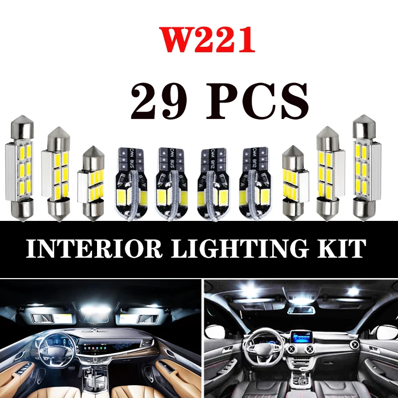 Canbus Bela Napak LED žarnice Notranjost Kupole Zemljevid Stropne Luči Komplet Za Mercedes Benz razred S W140 W220 W221 (1994-2013)