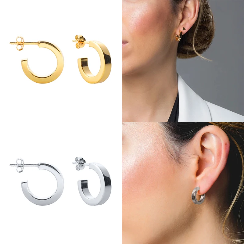 CANNER Pravi 925 Sterling Srebro C-oblikovan Odpiranje Vseh tekmo Uhan nakit Stud uhani Za Ženske Piercing Earings Pendientes