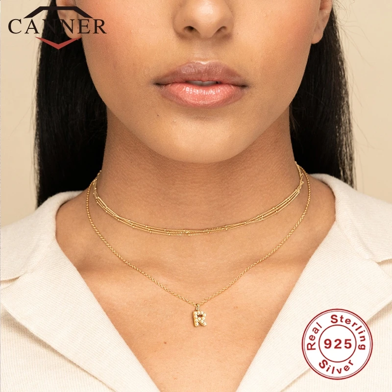 CANNER v Evropi in v Ameriki Pravi 925 Sterling Srebrna Ogrlica za Ženske Pearl Pismo Ogrlica Clavicle Ogrlice Nakit collares