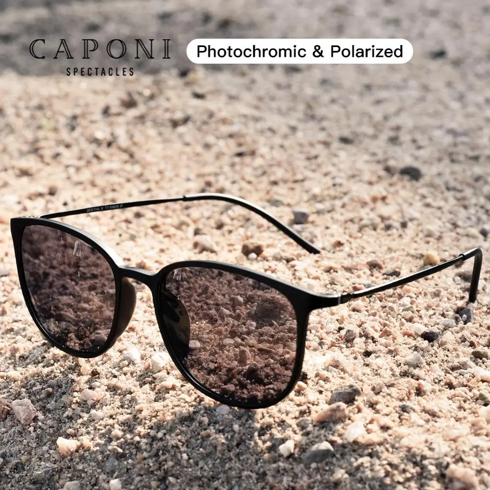 CAPONI Ovalne moška sončna Očala Photochromic Polarizirana sončna Očala Za Moške Zaščito UV Žarkov 2020 Nova Super Lahka Eye Glasses BS520