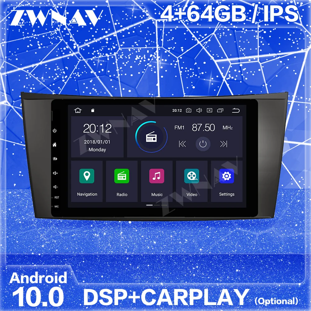 Carplay IPS Android 10 Zaslonu Za Benz E-Class W211 CLS W219 Auto Radio Audio Stereo Multimedijski Predvajalnik, GPS Navigacijo, Vodja Enote