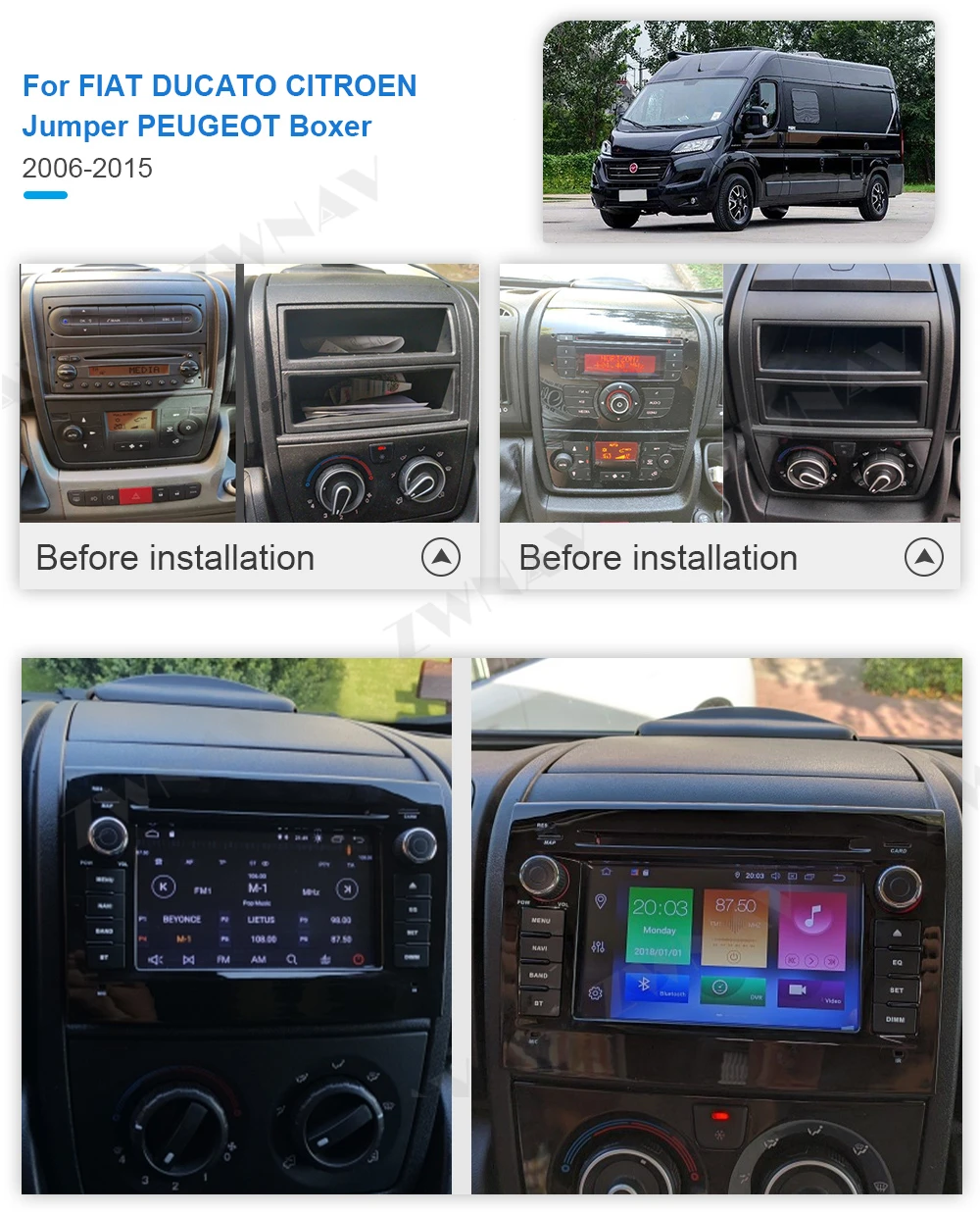 Carplay Za FIAT DUCATO CITROEN Jumper, PEUGEOT Boxer 2006 2007+ Android 10 Igralec GPS Navi Audio Stereo Radio, Diktafon, Vodja Enote