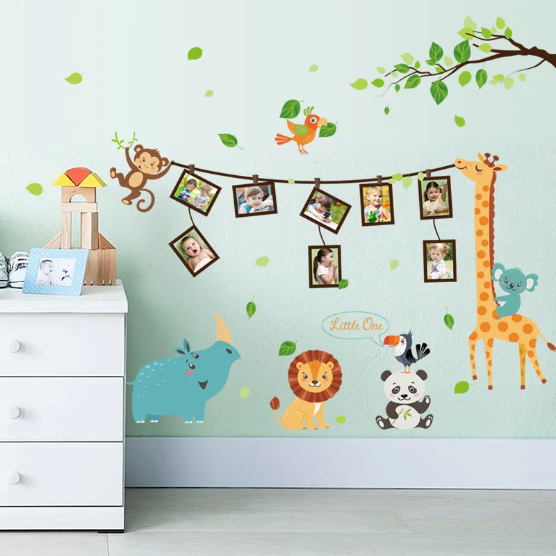 Cartoon živali žirafa foto okvir nalepke PVC Materiala Umetnosti stenske nalepke Za dnevno sobo, otroška soba, spalnica dekor nalepka