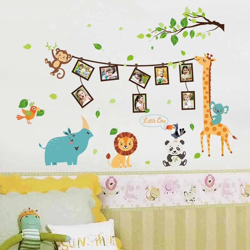 Cartoon živali žirafa foto okvir nalepke PVC Materiala Umetnosti stenske nalepke Za dnevno sobo, otroška soba, spalnica dekor nalepka