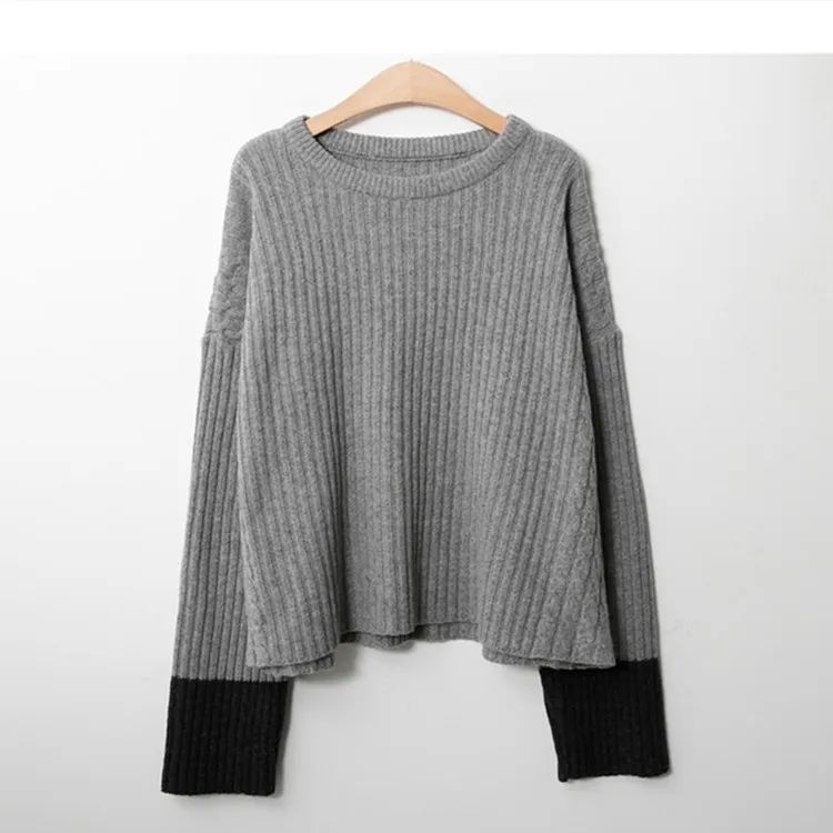 CBAFU svoboden siva jopica pletenje krilo določi modni debeli puloverji pulover dolgo split krilo 2 delni set ženske pleteno obleko D142
