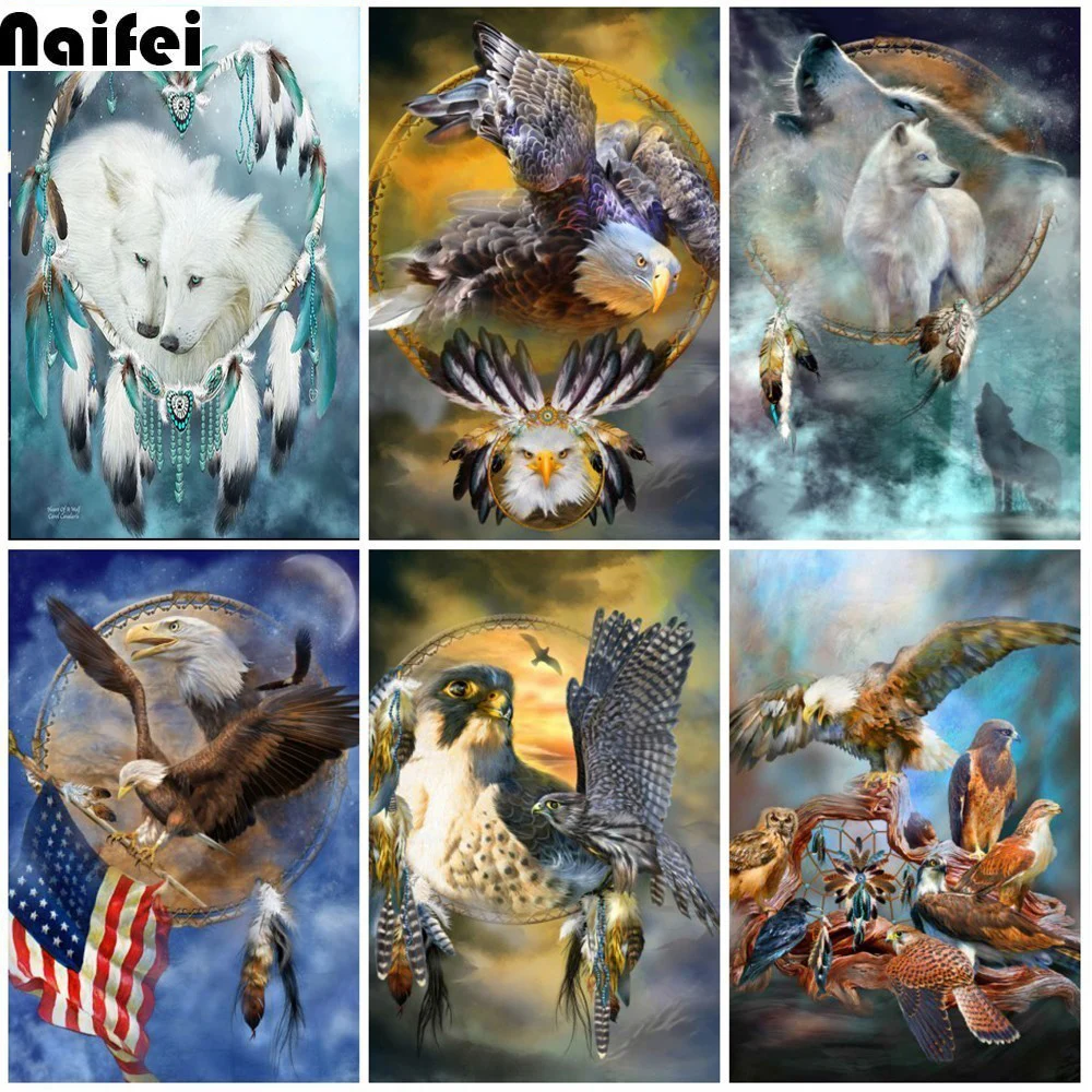 Celotno 5D DIY Diamond Slikarstvo Živali Volk eagles Mozaik Diamond Vezenje Navzkrižno Šiv Vezenje Obrti Dekoracijo darilo