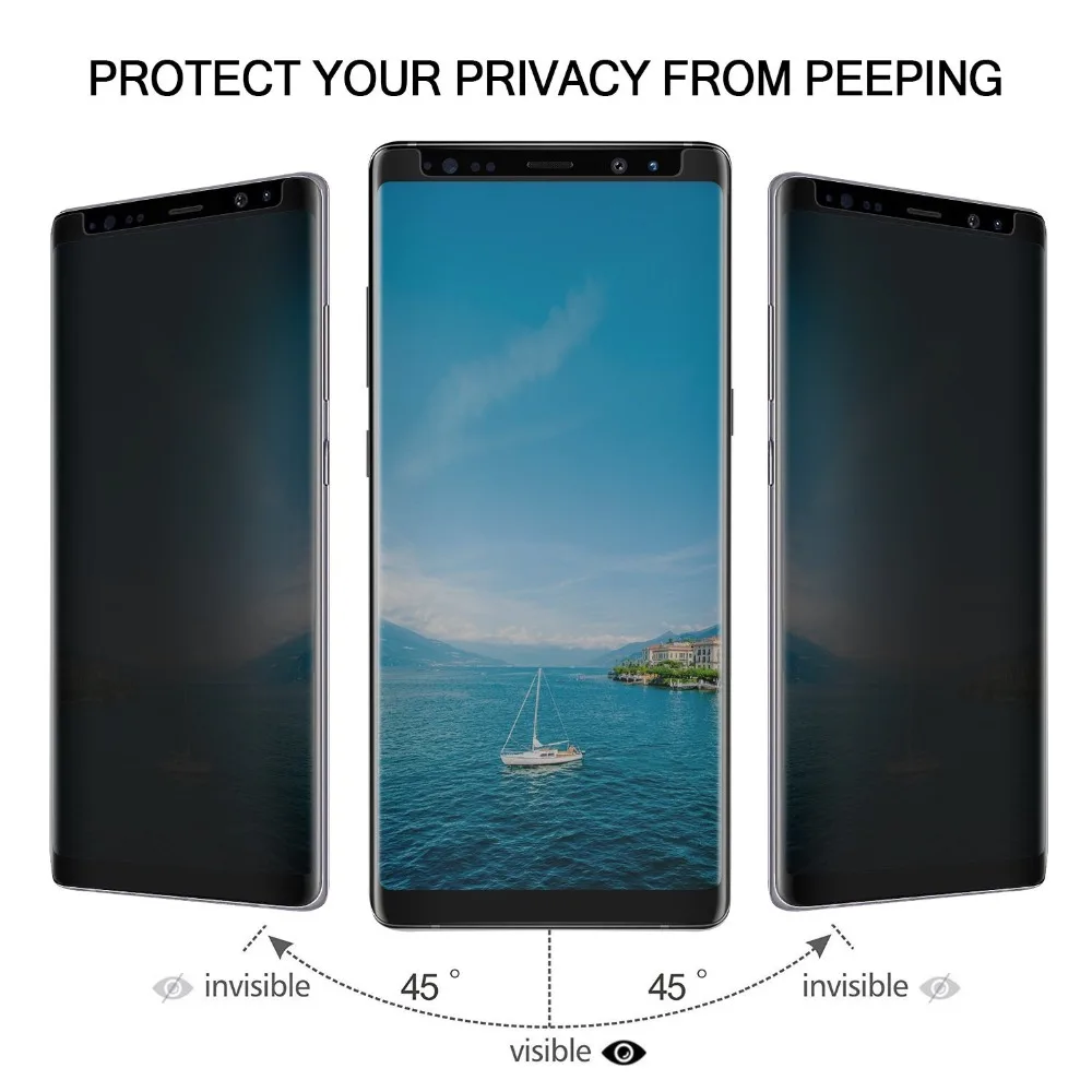 Celotno Lepilo Adhensive Primeru Prijazno Anti Glare, Kaljeno Steklo Screen Protector for Samsung Galaxy S8 S9 Plus Opomba 8 Zasebnosti Stekla