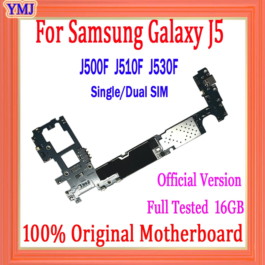 Celotno Odkleni Za Samsung Galaxy J5 J500F J510F J530F Matično ploščo, Prvotne Polno žetonov Logiko odbor En/Dual SIM,Dobro Preizkušen