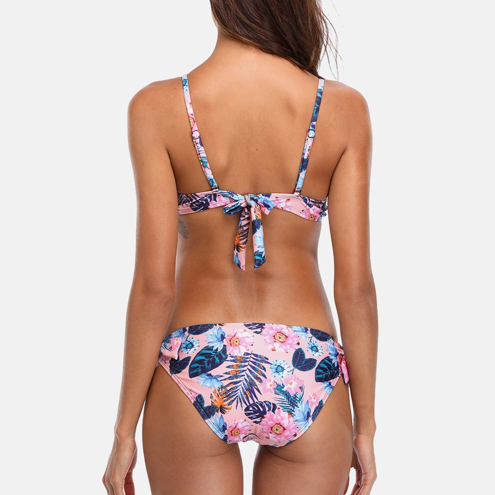 Charmleaks Ženske Nizko Pasu Cvjetnim Tiskanja Bikini Komplet Vezani Od Kopalke Povoj Kopalke Strappy Plažo