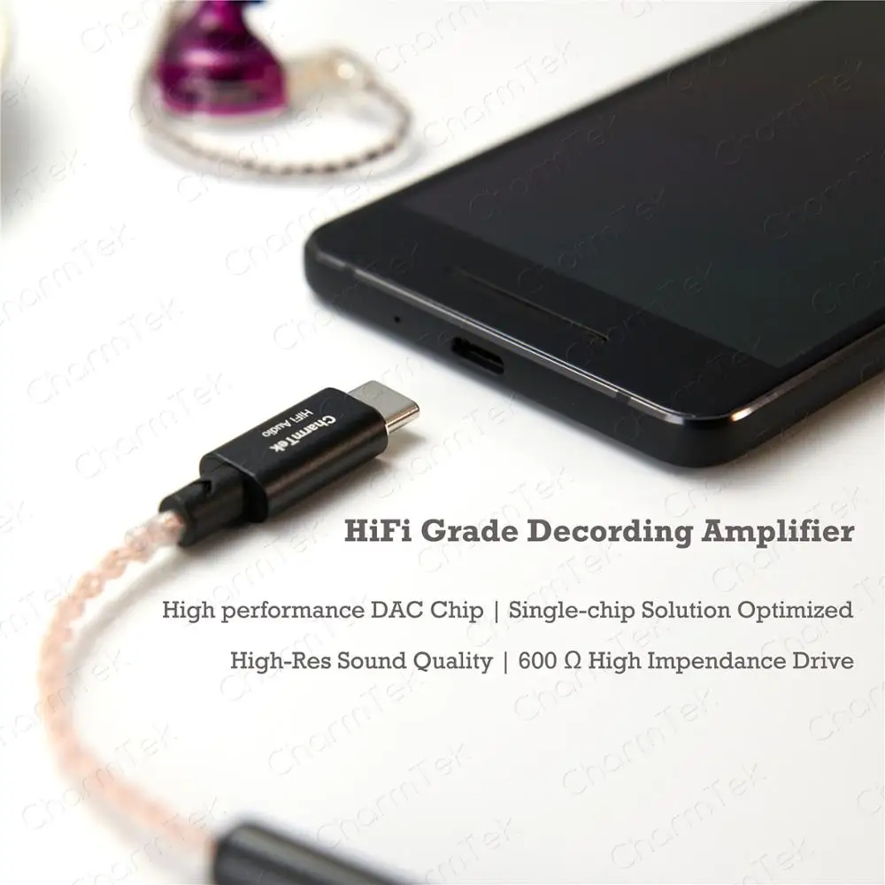 CharmTek USB C Hi-Fi Avdio Prenosne Slušalke Ojačevalnik,Qualcomm 32-bit DAC Slušalke AMP za Slikovnih pik, 4 Opomba 10 iPad Pro Onplus 7