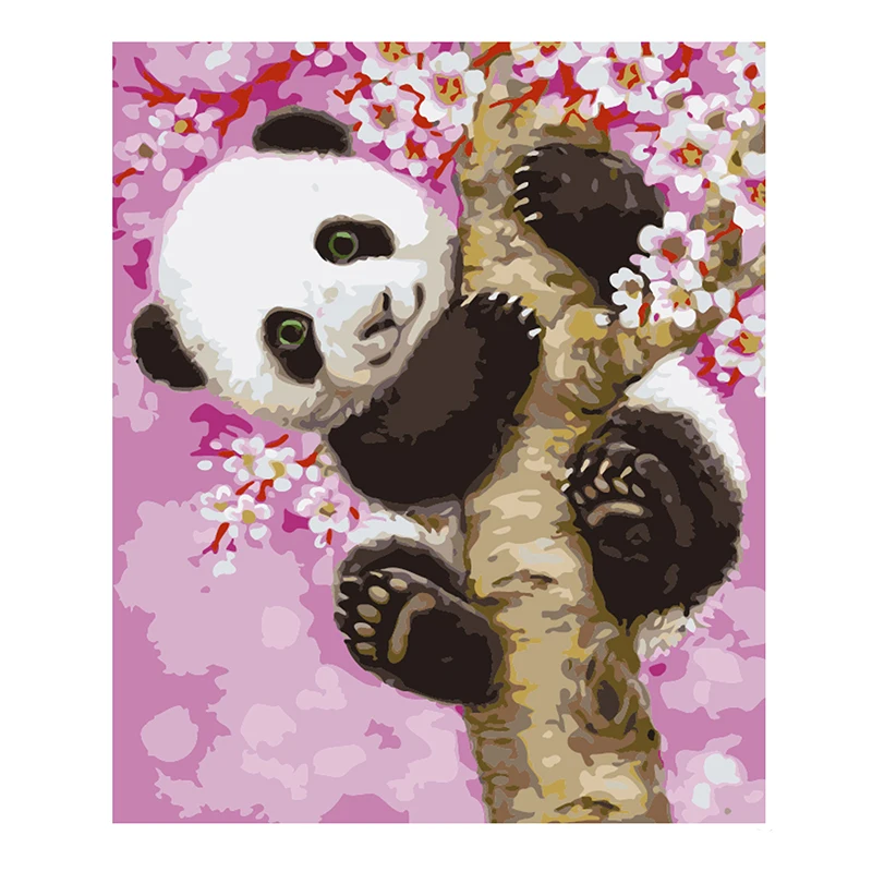 Cherry panda Živali DIY Digitalno Barvanje Z Številkami Moderne Stenske Umetnosti Platno, Barve Počitnice Darilo za rojstni dan Doma Dekor Velika Velikost