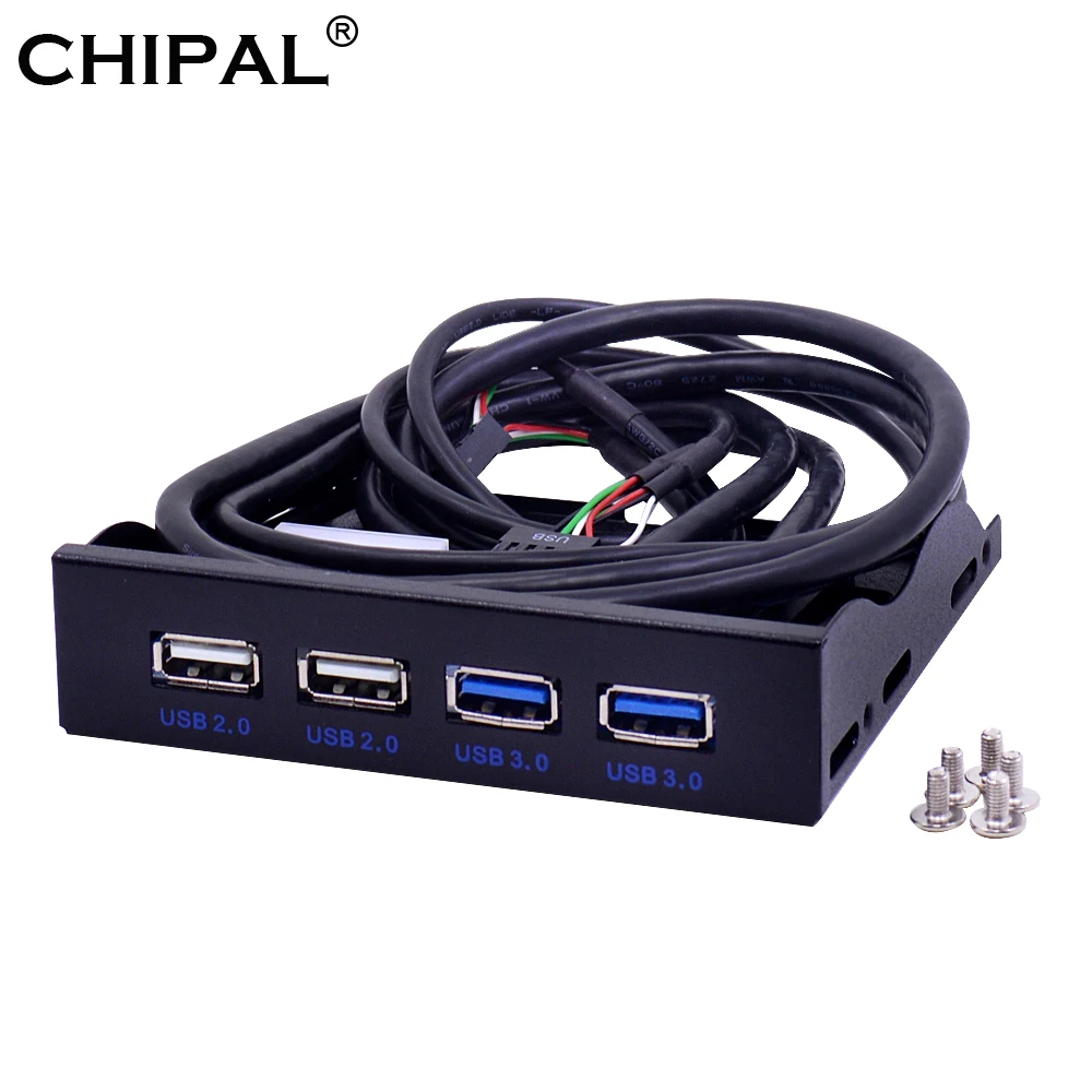 CHIPAL 4 Vrata USB 2.0, USB 3.0, Sprednji Plošči Hub USB3.0 Splitter Notranji Combo Nosilec Napajalnika za RAČUNALNIK Desktop 3,5-Palčni Disketni Bay