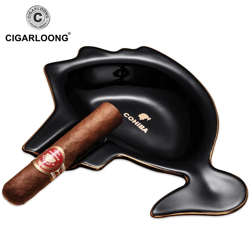 CIGARLOONG Cigar Keramični Pepelnik Velikega premera, Dekorativni Darilo Škatle Cigar Pepelnik Cigar, Cigaret Cevi Pepelnik 1 Reže CE-02