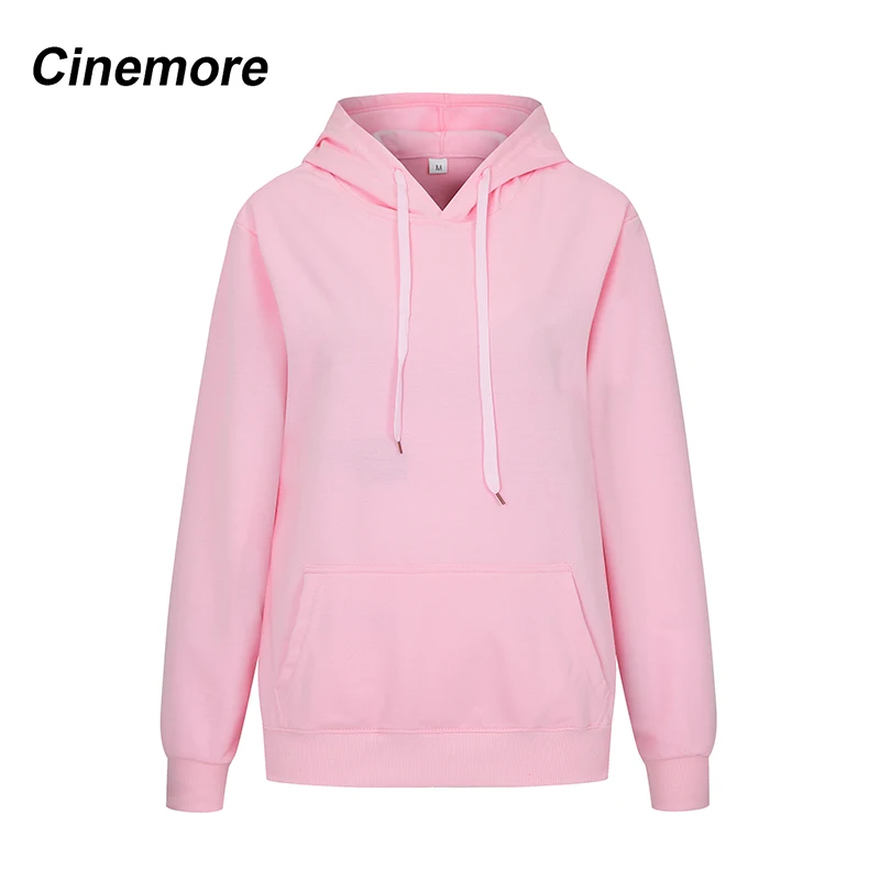 Cinemore Nove jesen beli dolg rokav hoodies majica Ženske svoboden priložnostne pozimi puloverji Ženska moda hooded majica