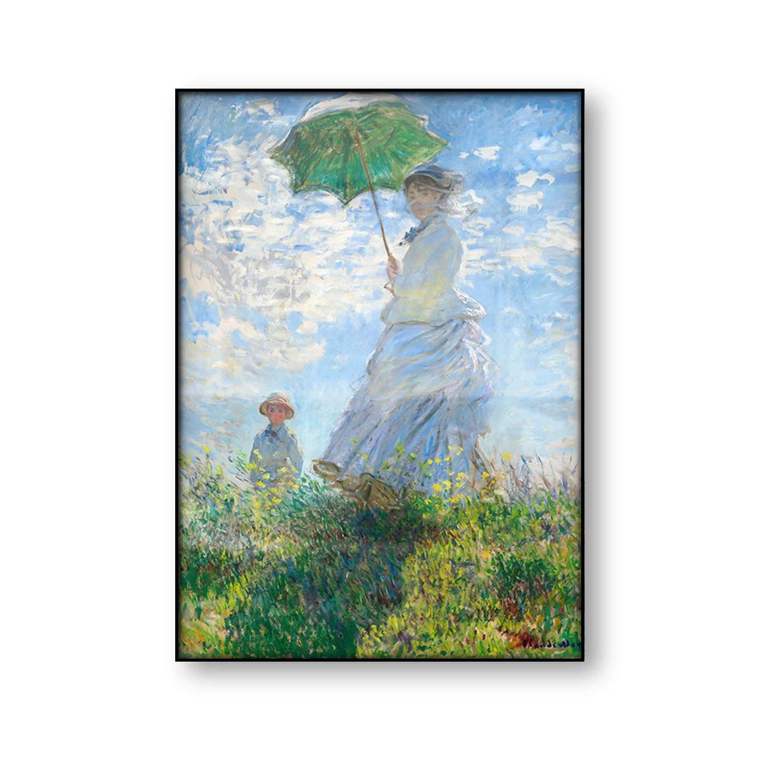 Claude Monet Slikarstvo Letnik Plakat Ženska z Suncobran Madame Monet in Njen Sin Illustartion Platno, Tisk Wall art Dom Dekor