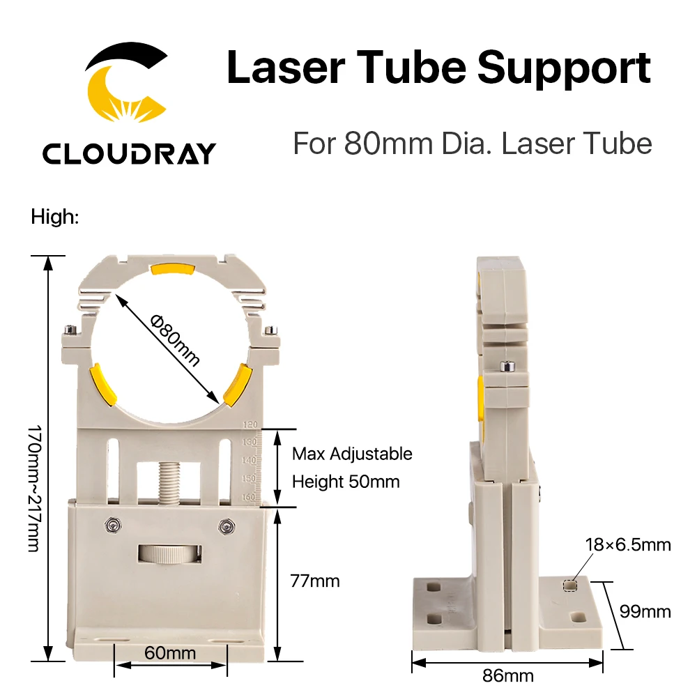 Cloudray Co2 Laser Cev, Držalo za Podporo Gori Prožne Plastike Premera 80 mm za 75-180W Lasersko Rezanje in Graviranje