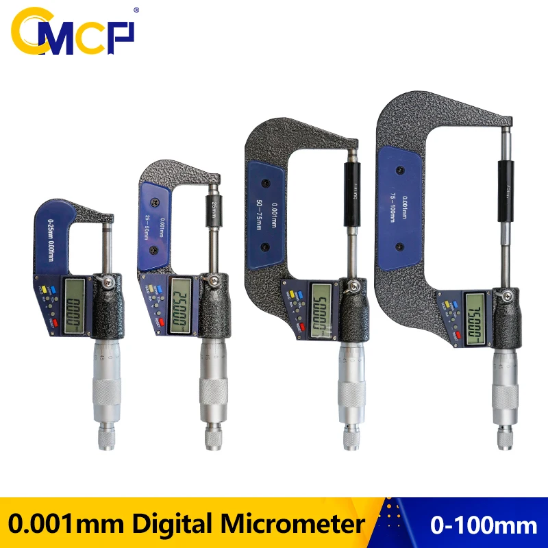 CMCP Natančnost 0.001 mm Digitalni Mikrometer 0-25 25-50 50-75 75-100mm Elektronski Zunaj Mikrometri za Merjenje Orodja