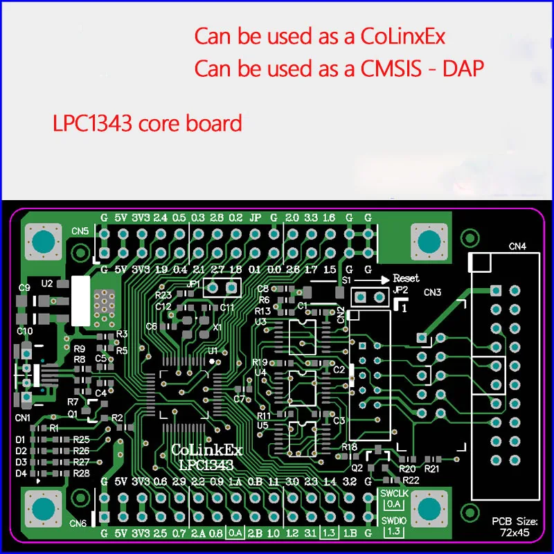 CoLinkEx LPC1343 jedro odbor Cortex-M0 M3 debug emulator