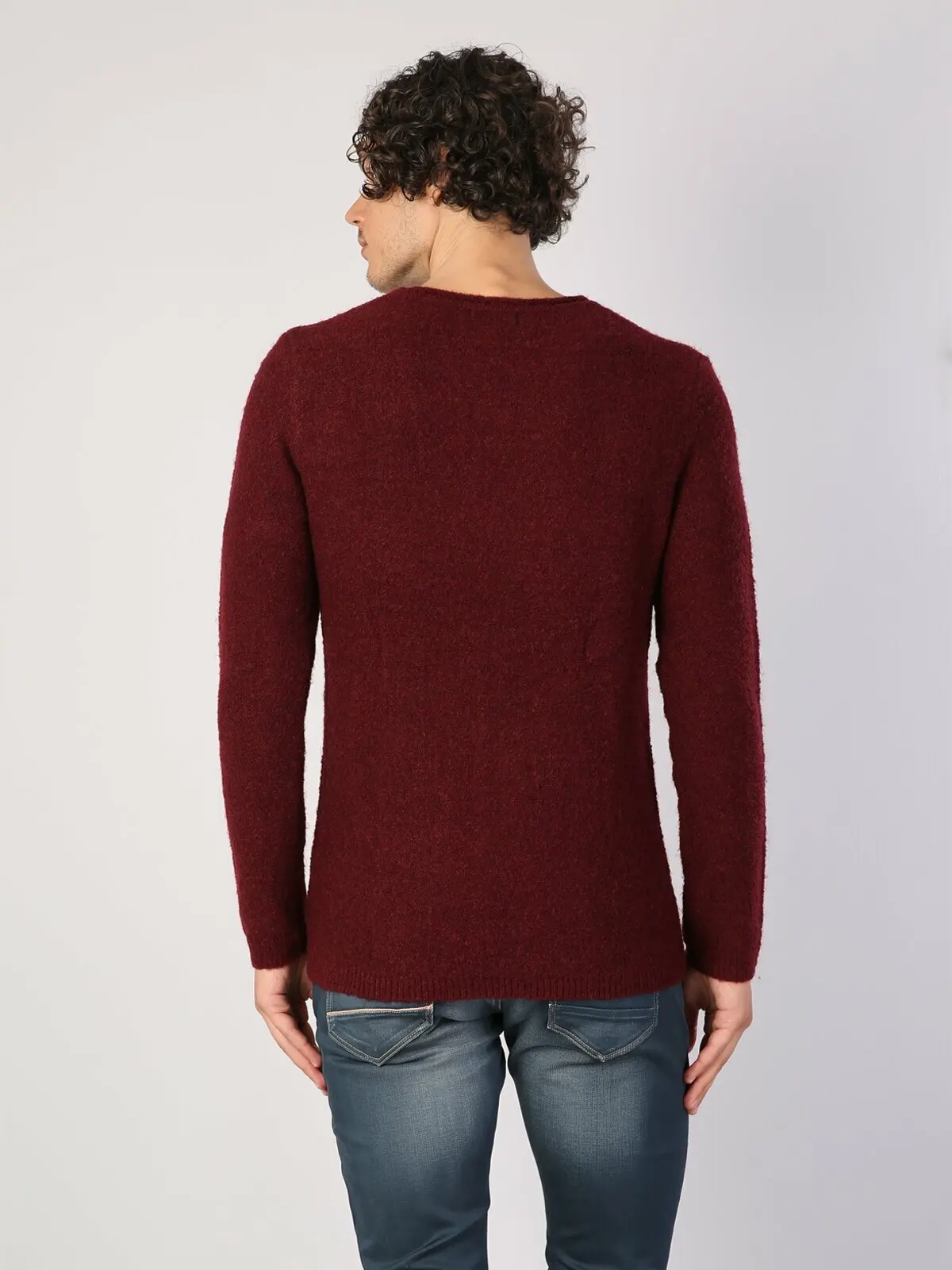 Colins Moških Redno Fit Burgundija Puloverji Moški pulover modni pulover vrhnja oblačila,CL1036196