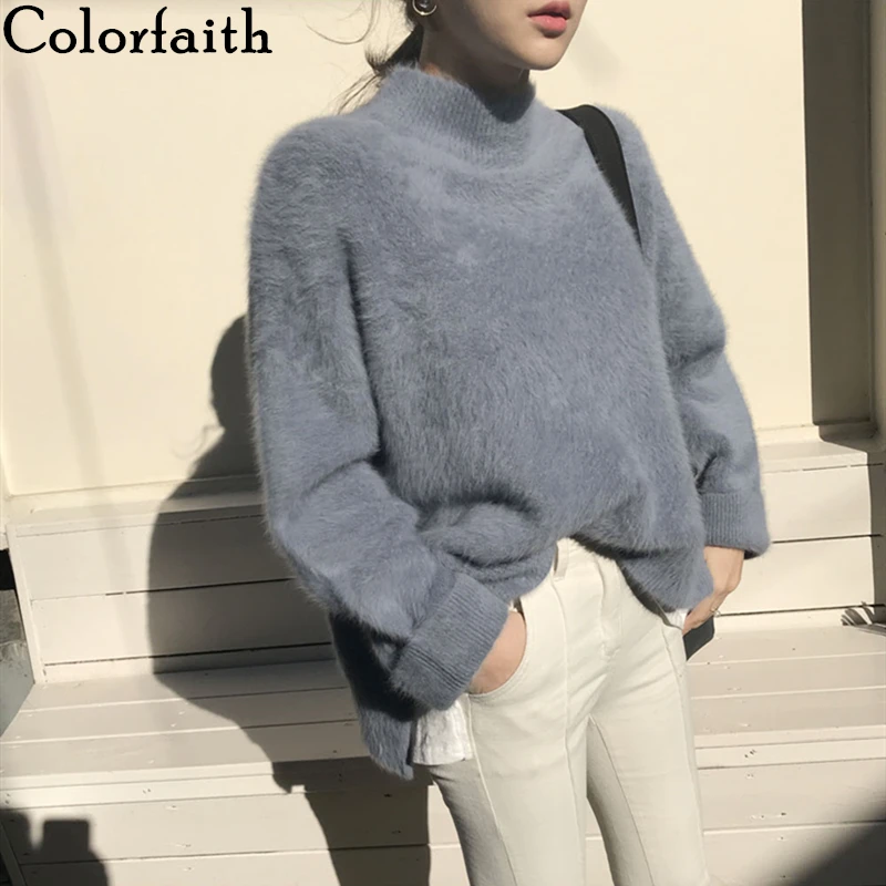 Colorfaith ženski Puloverji Plevela Jeseni, Pozimi 2019 Turtleneck korejski Modi Toplo Priložnostne Minimalis Ženski Puloverji SW3091
