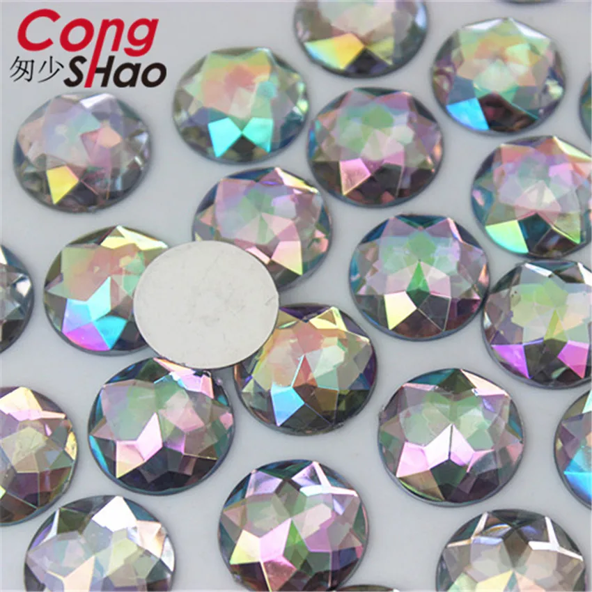 Cong Shao 200pcs 16 mm Pisane Krog Akril Nosorogovo trim Flatback kamni in kristali DIY Poročno Obleko Pribor CS672