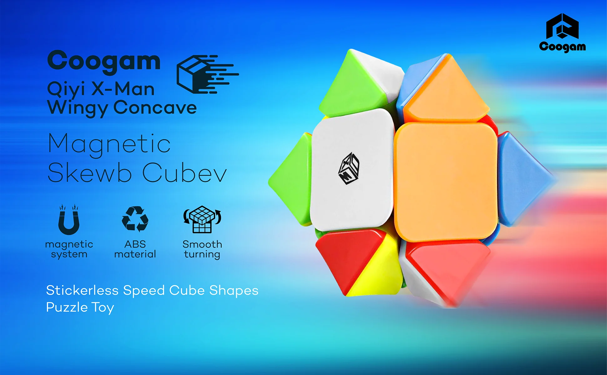 Coogam Qiyi X-man Wingy Skewb Kocka Konkavno Skewb Magnetni Hitrost Kocka Stickerless qiyi Magic Cube Igrače za Otroke, Otroci, Odrasli,