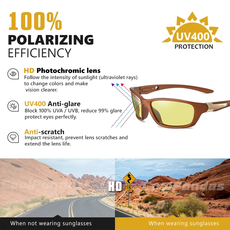 CoolPandas Dan Nočno Vizijo Očala Moških Polarizirana Photochromic sončna očala Vožnje Očala Proti bleščanju UV400 zonnebril heren