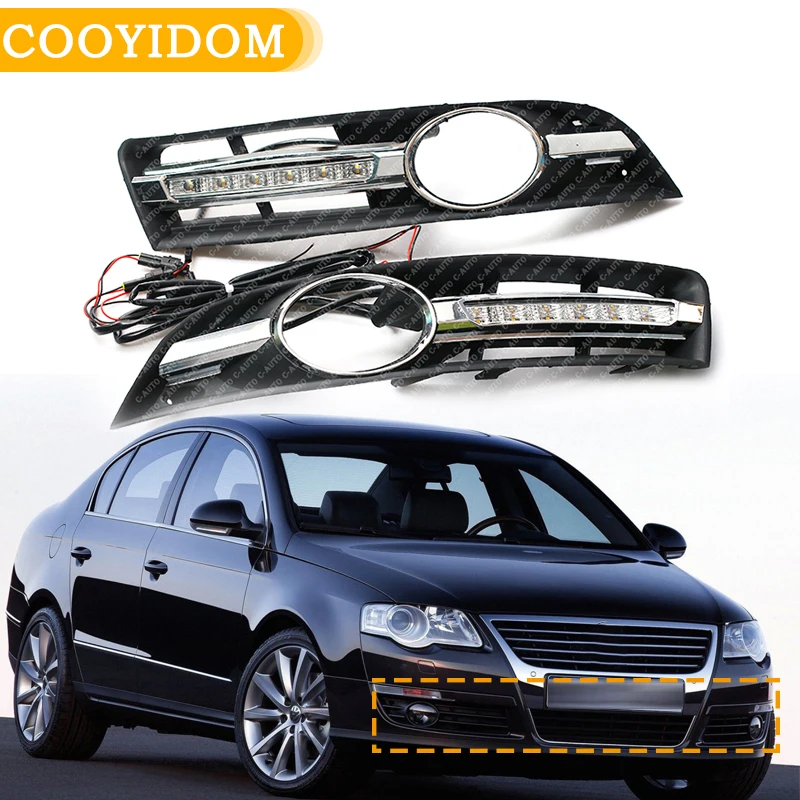 COOYIDOM 2PCS LED DRL Za VW Passat B6 2006-2011 Avto-styling LED DRL Dnevnih Luči Nepremočljiva Z Jermenom avtomobilski deli