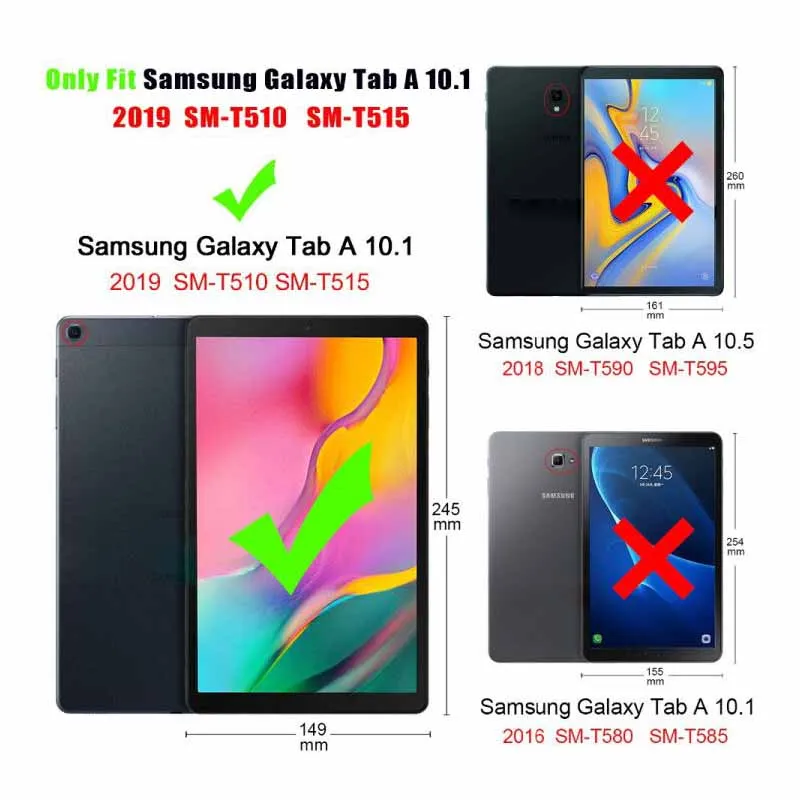 Coque Za Samsung Galaxy Tab 10.1 palčni (2019) SM-T510 T515 Kritje Luksuzni PU Tablični Primeru Fundas Usnje Nazaj Primerih Capa