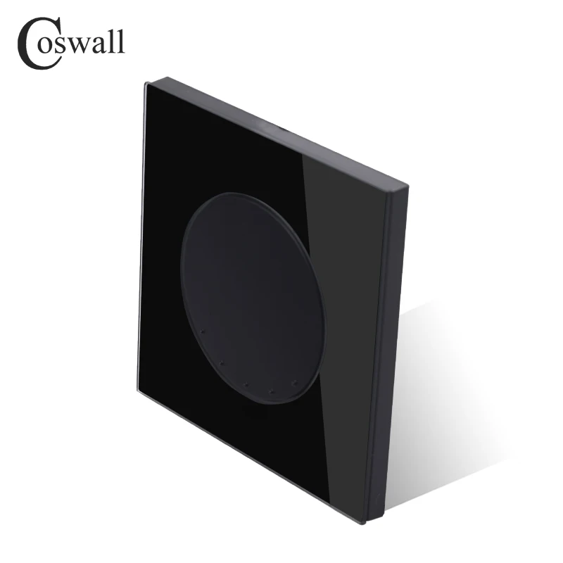 Coswall Black Crystal Steklena Plošča, 1 Gang 3 Način Crossover Conmutador Vmesne Stikala Za Luč Krog Gumb Steno Interruptor