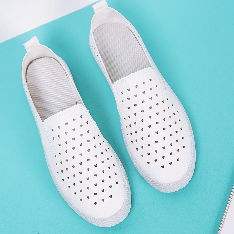 Cresfimix zapatos de mujer ženske modni beli dihanje zdrsne na ravno čevlji lady pu usnje poletje udobno loafers a