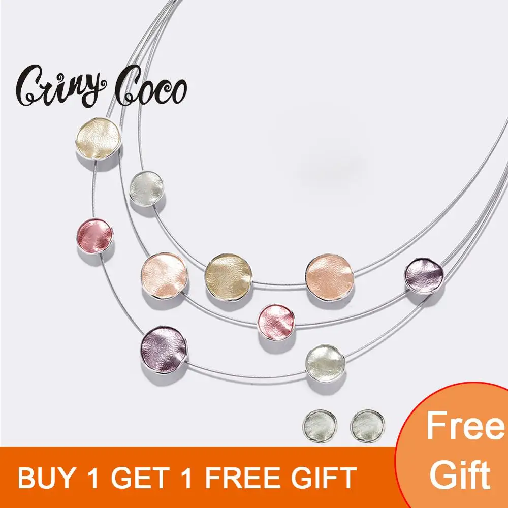 Cring Coco 2020 prišlekov Krog Choker za Ženske Modni Geometrijske Večplastne Ogrlica Dekleta, Očarljiva Emajl Zlitine Ogrlice