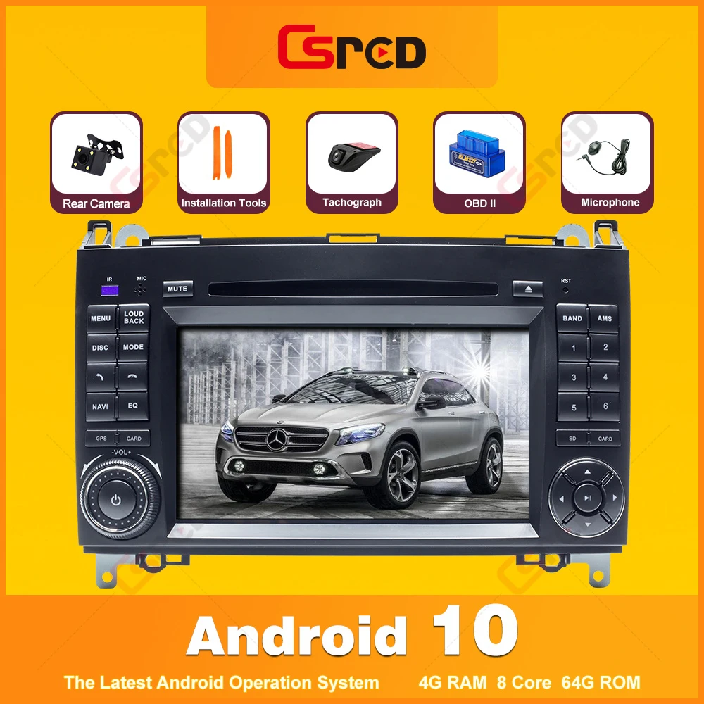 Csred Android 10 Avto CD Predvajalnik DVD-jev Za Mercedes Benz Sprinter Vito Viano B Razred B200 Večpredstavnostna Radio Predvajalnik, GPS Navigacija CSD